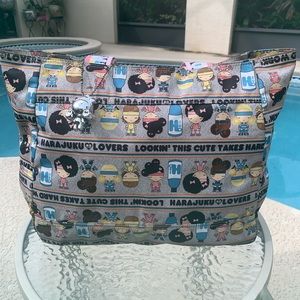 Harajuko tote with stripe canvas strap